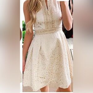 Lilly Pulitzer gorgeous sophisticated Cream Lace Fit-and-Flare Dress size 4